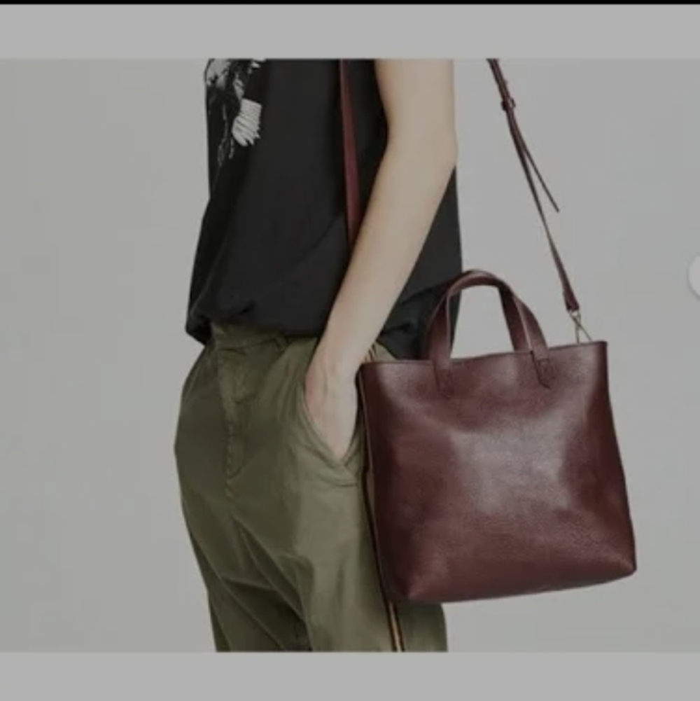MADEWELL REAL LEATHER CROSSBODY SMALL TOTE INTERCHANGEABLE STRAP EUC